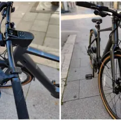 Guidon du vélo électrique Fiido C21 avec écran et poignées, prêt pour une balade urbaine.