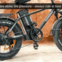 Vélo électrique Samebike avec pneus larges. Le pneu fat bike 20x4.0 est bien gonflé pour une conduite optimale.