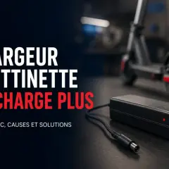 Chargeur de trottinette avec voyant rouge allumé, indiquant qu'il ne charge plus. Diagnostic, causes et solutions.