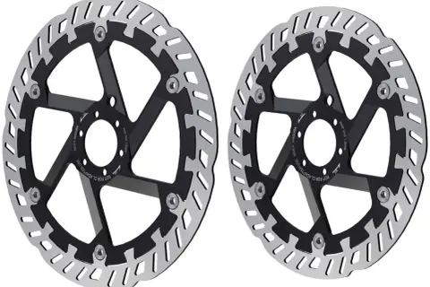 Deux disques de frein Magura MDR-P 220mm, conçus pour une performance de freinage optimale sur VTT.