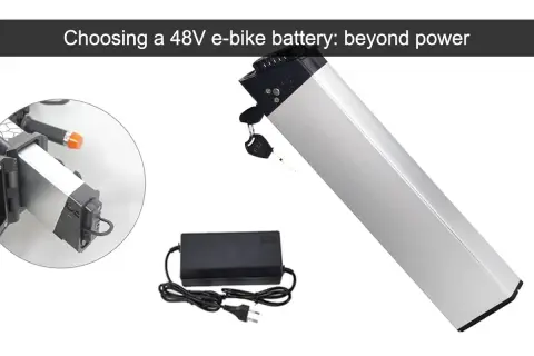 Batterie trottinette électrique 48v argentée, avec chargeur et clé. Un zoom montre son installation.