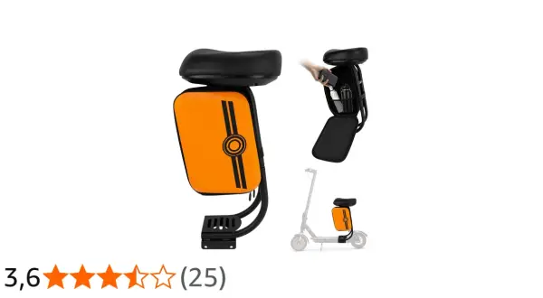 Siège trottinette Xiaomi orange avec rangement intégré. Confort et praticité pour vos trajets.