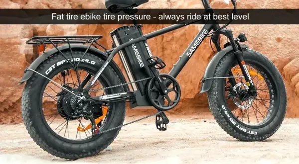 Vélo électrique Samebike avec pneus larges. Le pneu fat bike 20x4.0 est bien gonflé pour une conduite optimale.