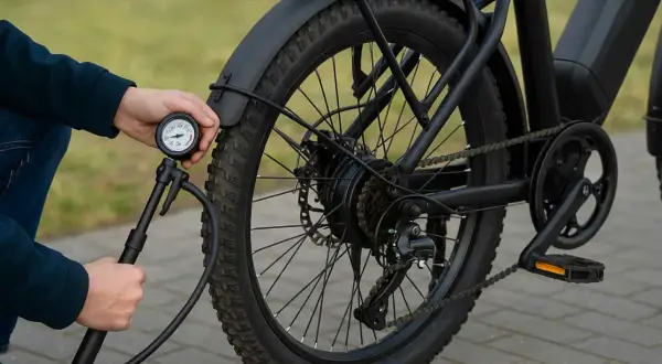 Maintenez la pression idéale pour votre vélo électrique. Gonflage pneu vélo électrique avec manomètre.