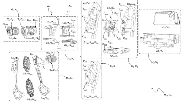 Schéma détaillé du schema derailleur arriere velo, montrant les différentes pièces et leurs assemblages.