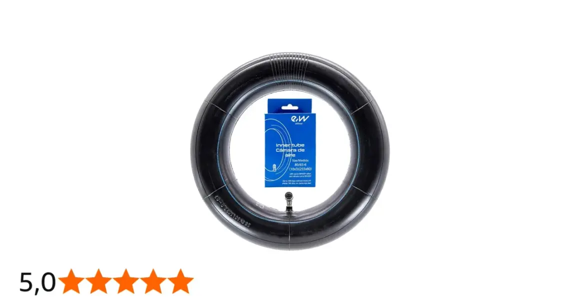 Chambre à air 255x80 pour roue de 6 pouces, avec valve coudée. Idéale pour trottinettes et vélos.