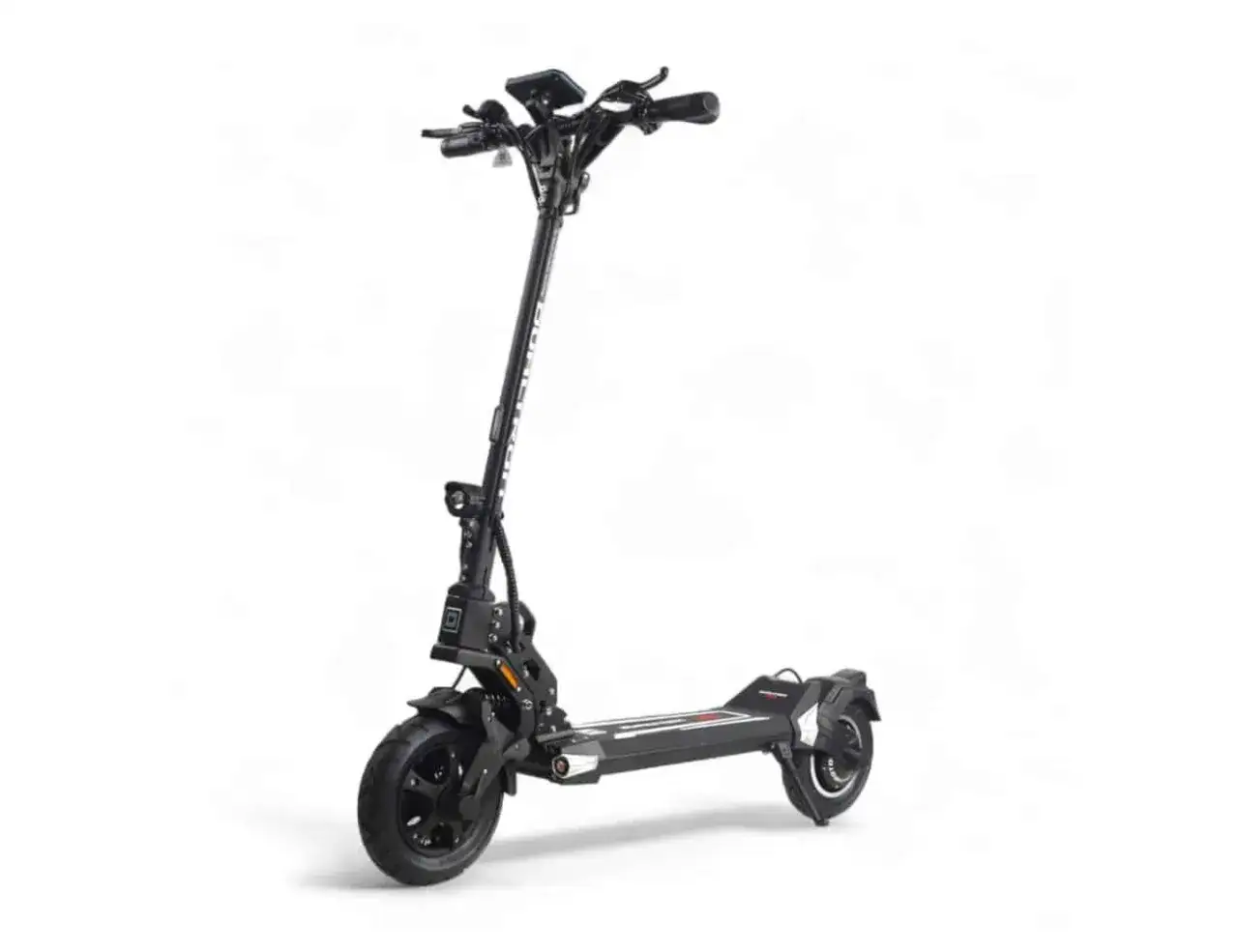 Trottinette électrique noire Dualtron Togo Plus, prête pour l'aventure urbaine.