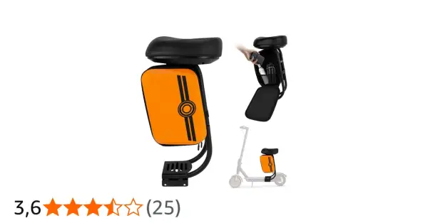 Siège trottinette Xiaomi orange avec rangement intégré. Confort et praticité pour vos trajets.