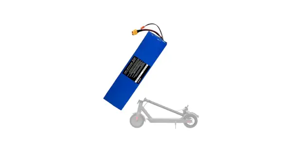 Batterie Revoe 36V bleue, prête à être installée sur une trottinette électrique.