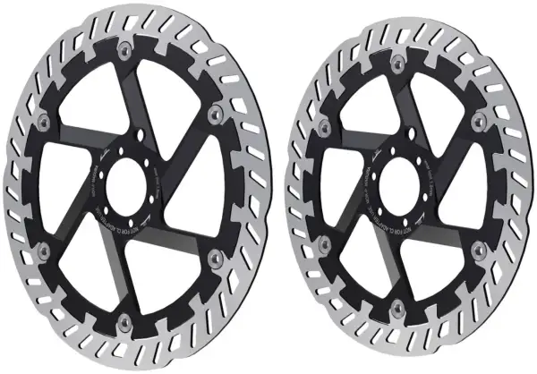 Deux disques de frein Magura MDR-P 220mm, conçus pour une performance de freinage optimale sur VTT.