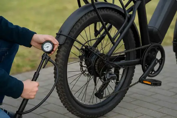 Maintenez la pression idéale pour votre vélo électrique. Gonflage pneu vélo électrique avec manomètre.