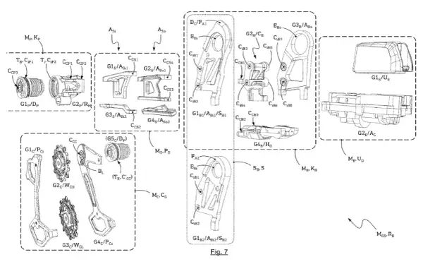 Schéma détaillé du schema derailleur arriere velo, montrant les différentes pièces et leurs assemblages.